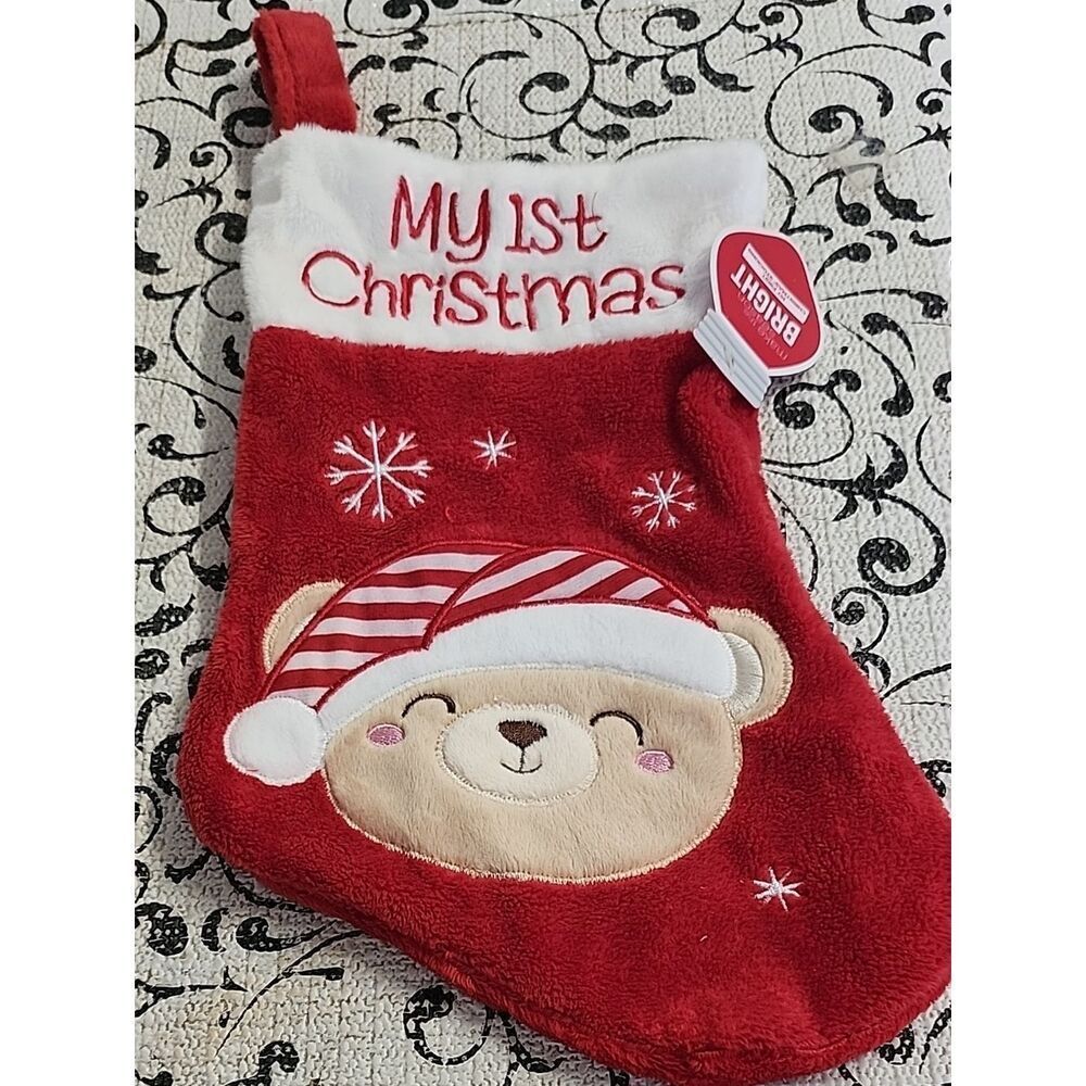 My 1st Christmas Red Bear Baby Stocking